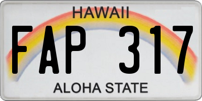 HI license plate FAP317