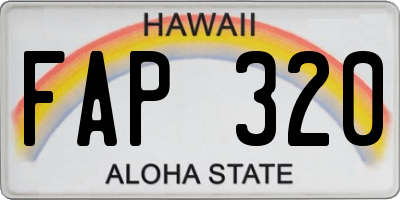 HI license plate FAP320
