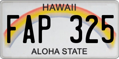 HI license plate FAP325