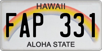 HI license plate FAP331