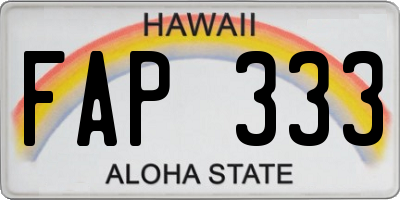 HI license plate FAP333