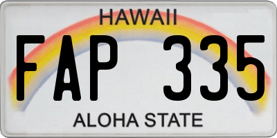 HI license plate FAP335