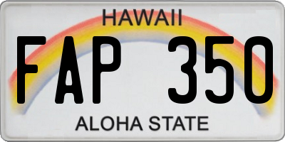 HI license plate FAP350