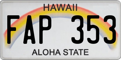 HI license plate FAP353