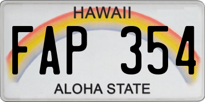 HI license plate FAP354