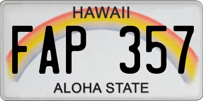 HI license plate FAP357