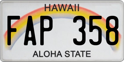 HI license plate FAP358