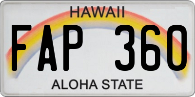 HI license plate FAP360