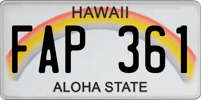 HI license plate FAP361