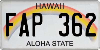 HI license plate FAP362