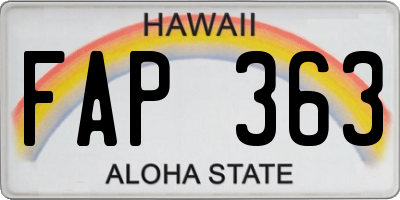 HI license plate FAP363