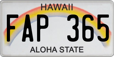 HI license plate FAP365