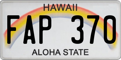HI license plate FAP370