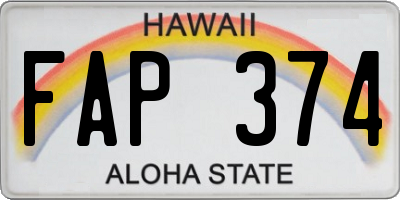 HI license plate FAP374