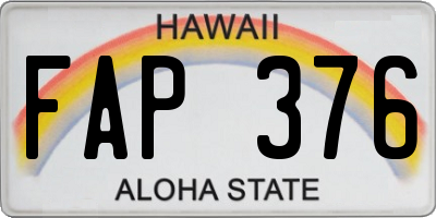HI license plate FAP376