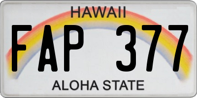 HI license plate FAP377
