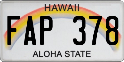 HI license plate FAP378