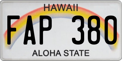 HI license plate FAP380