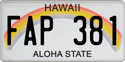 HI license plate FAP381
