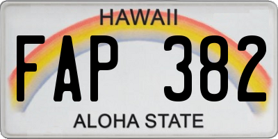 HI license plate FAP382