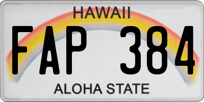 HI license plate FAP384