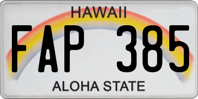 HI license plate FAP385