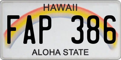 HI license plate FAP386