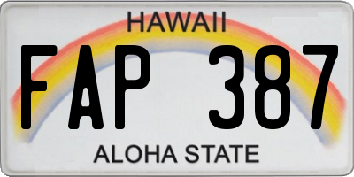 HI license plate FAP387