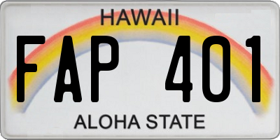 HI license plate FAP401