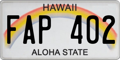 HI license plate FAP402