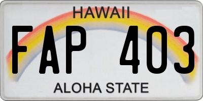 HI license plate FAP403