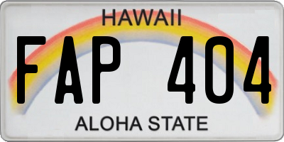 HI license plate FAP404
