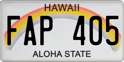HI license plate FAP405