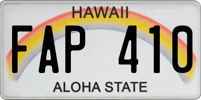 HI license plate FAP410