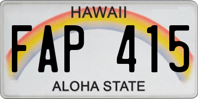HI license plate FAP415