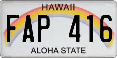 HI license plate FAP416