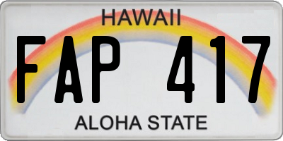 HI license plate FAP417