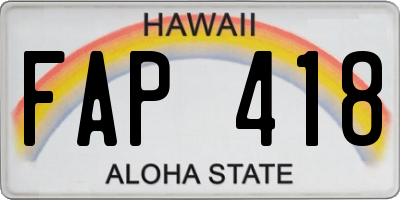 HI license plate FAP418