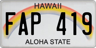 HI license plate FAP419