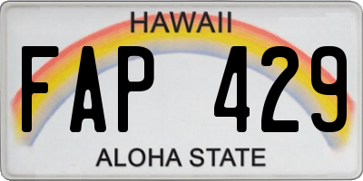 HI license plate FAP429