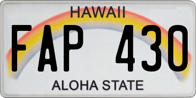 HI license plate FAP430