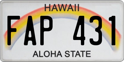 HI license plate FAP431