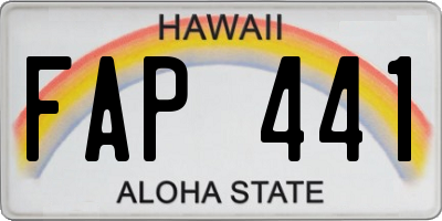 HI license plate FAP441
