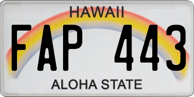 HI license plate FAP443