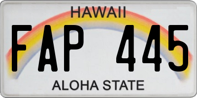 HI license plate FAP445
