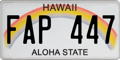HI license plate FAP447