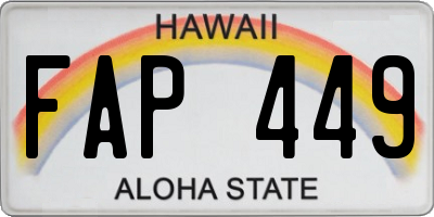 HI license plate FAP449