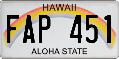HI license plate FAP451