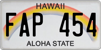 HI license plate FAP454