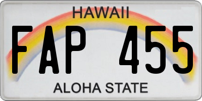 HI license plate FAP455